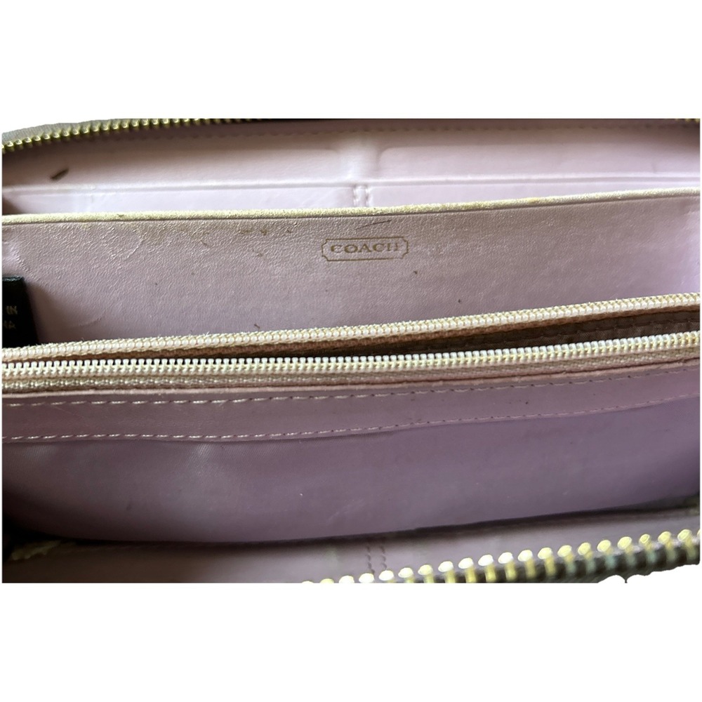 Vintage Coach Signature Logo Canvas & Leather zip around Wallet Tan Brown VTG - Picture 6 of 9